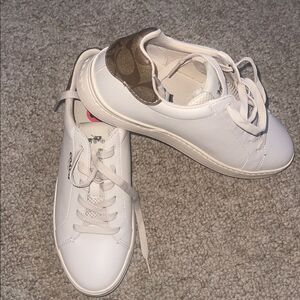 Coach Women's Cream and Brown logo Sneakers